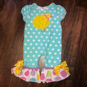 Ricrac & Ruffles Romper 12m PERFECT FOR EASTER EUC